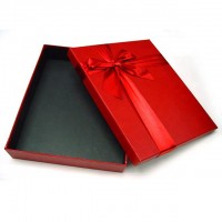 High quality luxury decorative red paper cardboard box with ribbon design